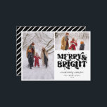 Merry & Bright Retro 2 Foto Feiertagskarte<br><div class="desc">Fest Merry & Bright Retro Typografie,  2 Foto Ferienkarte.</div>