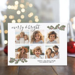 Merry Bright Retro 6 Foto Weihnachtskiefern Branch Feiertagskarte<br><div class="desc">Verwenden Sie sechs quadratische Fotos mit dem Thema zentriert. Machen Sie ein einzigartiges und trendiges fröhliches Weihnachtsgrüßen mit einem handgezeichnet Streifenmuster auf der Rückseite. Wenn Sie etwas bewegen möchten,  klicken Sie auf die Schaltfläche Anpassen,  um Änderungen vorzunehmen.</div>