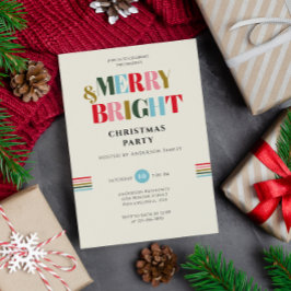 Merry & Bright Retro Farbiges Weihnachtsfest Party Einladung