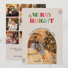 Merry & Bright Retro Fotos Weihnachtskarte Feiertagskarte