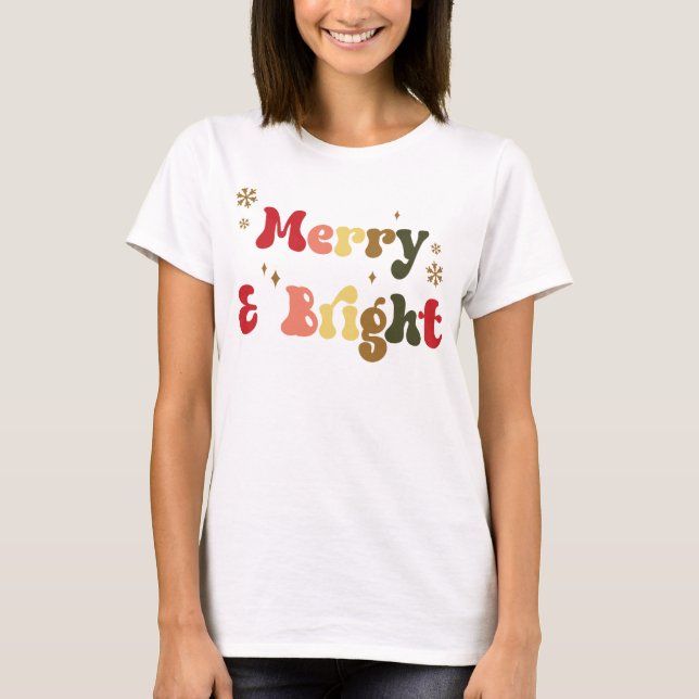 Merry & Bright Retro T-Shirt (Vorderseite)
