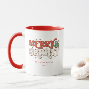 Merry & Bright Retro Weihnachten Tasse