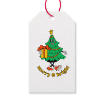 Merry & Bright Retro Weihnachtsbaumgeschenk Tag