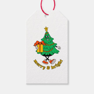 Merry & Bright Retro Weihnachtsbaumgeschenk Tag Geschenkanhänger