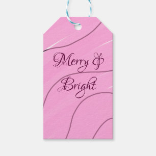 Merry & Bright rosa, lockig doodle Design mädchenh Geschenkanhänger