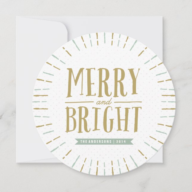 Merry-Bright Round-Foto-Karte Feiertagskarte (Vorderseite)