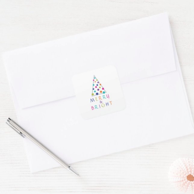 Merry & Bright Runder Aufkleber (Von Creator hochgeladen)