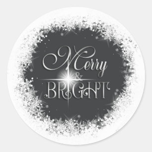 Merry & Bright Schneefall Weihnachts-ID591 Runder Aufkleber