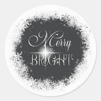 Merry & Bright Schneefall Weihnachts-ID591 Runder Aufkleber