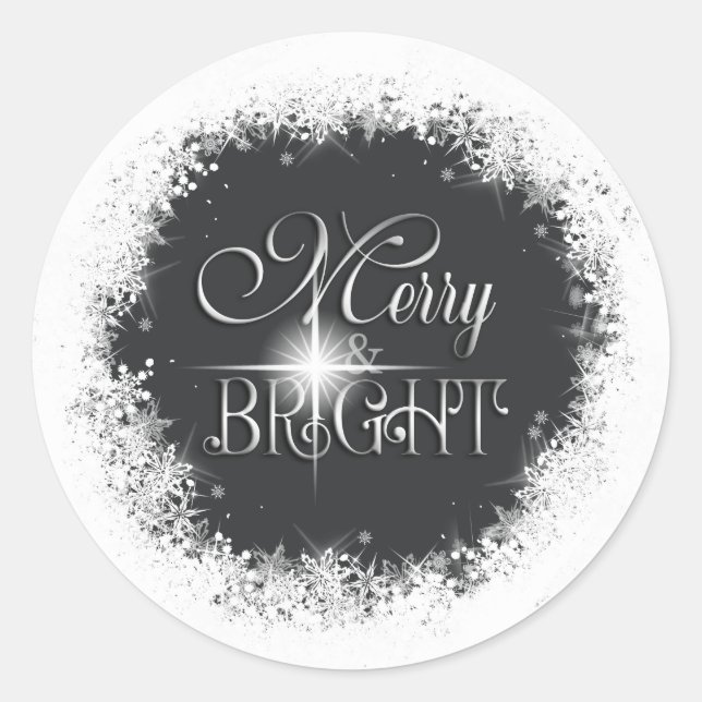 Merry & Bright Schneefall Weihnachts-ID591 Runder Aufkleber (Vorderseite)