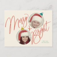 Merry & Bright Script und Foto Ornamente Design