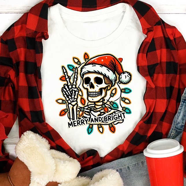 Merry & Bright Skeleton Peace Christmas Tri-Blend Shirt (Von Creator hochgeladen)