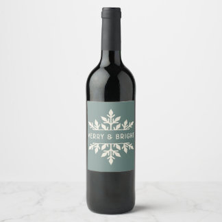 Merry & Bright Snowflake Weinlabel | Blauer Spruce Weinetikett