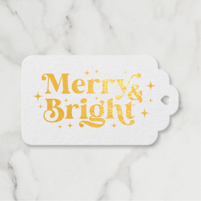 Merry & Bright Sparkle Weihnachten Geschenkanhänger (Vorderseite (Horizontal))