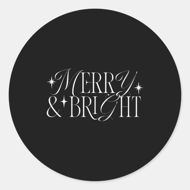 Merry Bright Stars  Runder Aufkleber (Vorderseite)