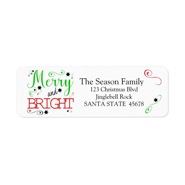 Merry & Bright Sterne Ferienlabel (Vorne)