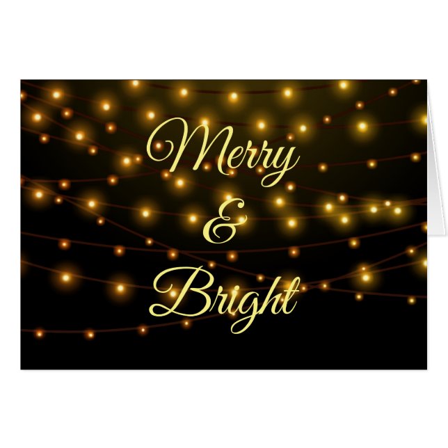 Merry & Bright String Lights Weihnachtsfeiertag (Vorderseite (Horizontal))