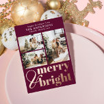 Merry & Bright Typografie Weihnachtswein Berry Folien Feiertagskarte<br><div class="desc">Wünschen Sie Ihrer Familie und Freunden einen fröhlichen und hellen Weihnachtsfeiertag mit dieser schlichten und eleganten Weihnachtsfolienkarte im Foto der Weinbeere.</div>