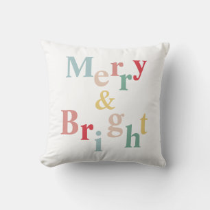 Merry & Bright typografische Farbe Kissen