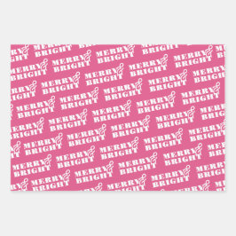 Merry & Bright Typografy Weihnachten Geschenkpapier Set