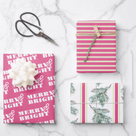 Merry & Bright Typografy Weihnachten Geschenkpapier Set