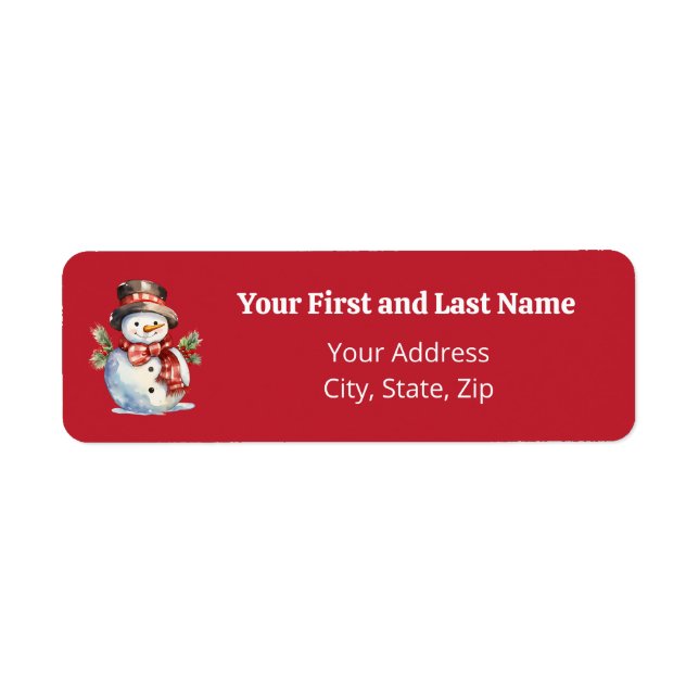 "Merry & Bright" Vintage Snowman-Rücksendeadresse (Vorne)