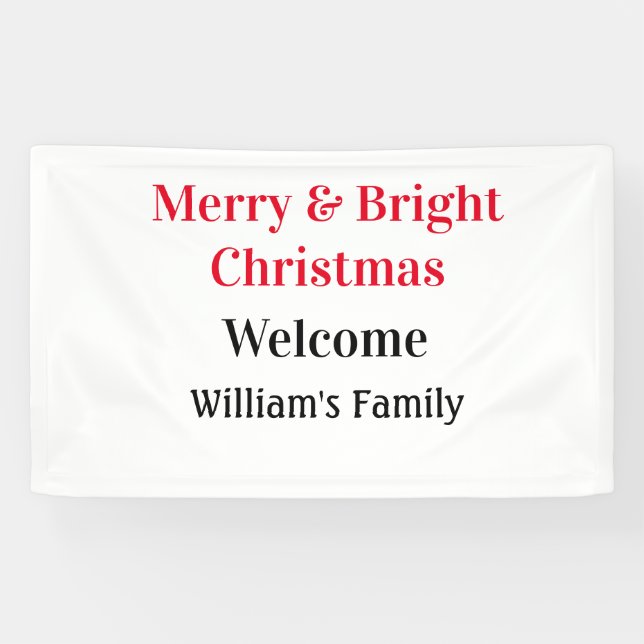 Merry Bright Weihnachten fügen Familiennamen Freud Banner (Horizontal)
