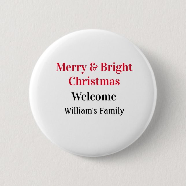 Merry Bright Weihnachten fügen Familiennamen Freud Button (Vorderseite)