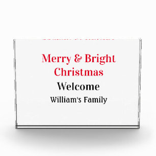 Merry Bright Weihnachten fügen Familiennamen Freud Fotoblock