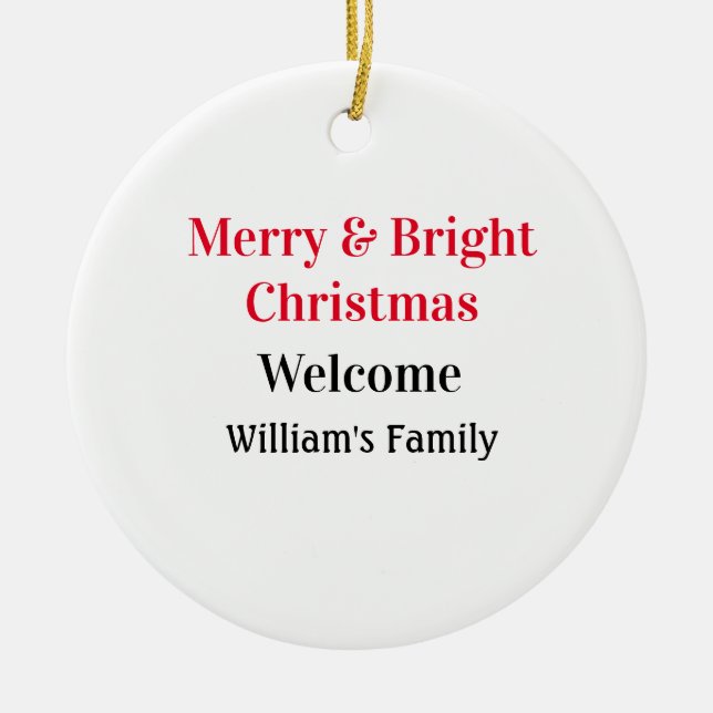 Merry Bright Weihnachten fügen Familiennamen Freud Keramik Ornament (Vorne)