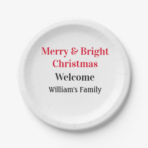 Merry Bright Weihnachten fügen Familiennamen Freud Pappteller