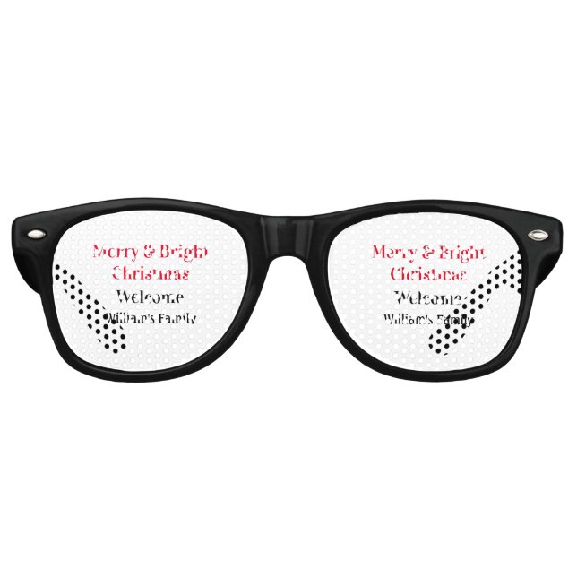 Merry Bright Weihnachten fügen Familiennamen Freud Partybrille (Vorderseite)