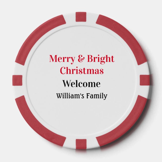 Merry Bright Weihnachten fügen Familiennamen Freud Pokerchips (Vorderseite)