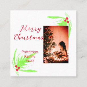 Merry Bright Weihnachten fügen Familiennamen Freud Quadratische Visitenkarte