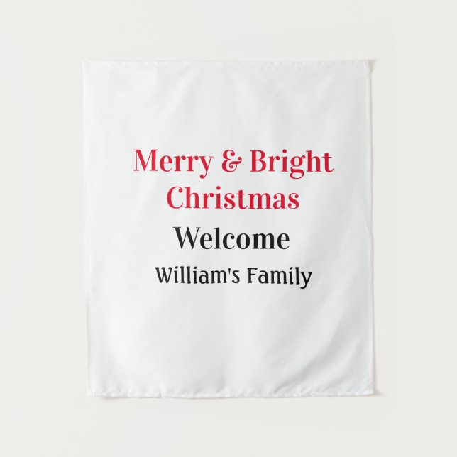 Merry Bright Weihnachten fügen Familiennamen Freud Wandteppich (Vorderseite)