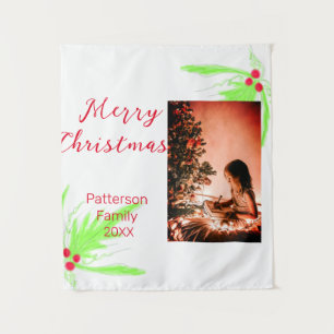 Merry Bright Weihnachten fügen Familiennamen Freud Wandteppich