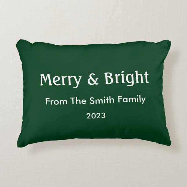 Merry & Bright Weihnachten Individuelle Name Hunte Dekokissen (Vorderseite)