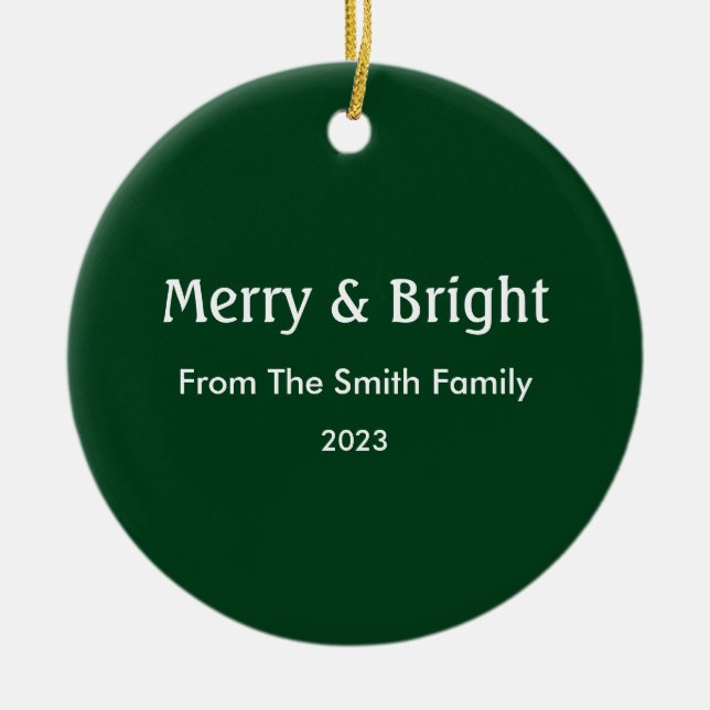Merry & Bright Weihnachten Individuelle Name Hunte Keramik Ornament (Vorne)