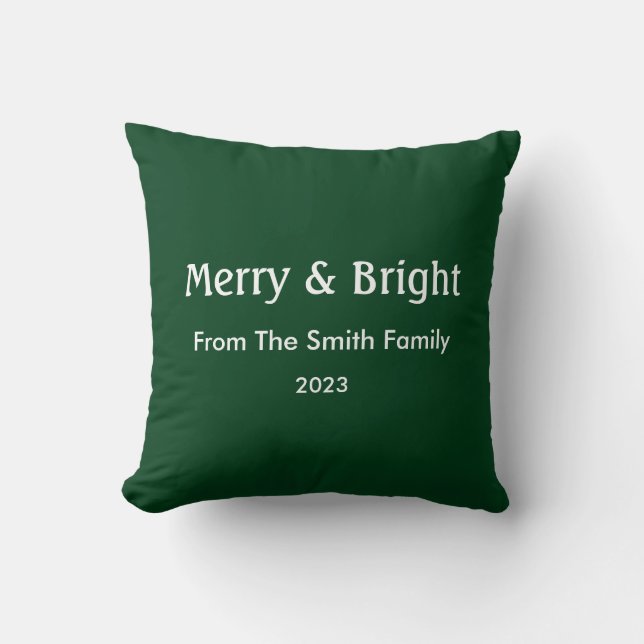 Merry & Bright Weihnachten Individuelle Name Hunte Kissen (Vorderseite)