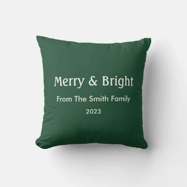 Merry & Bright Weihnachten Individuelle Name Hunte Kissen (Vorderseite)