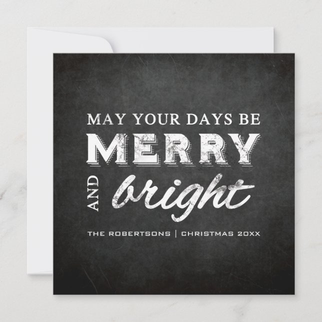 Merry & Bright - Weihnachten Rustikales Chalkboard (Vorderseite)