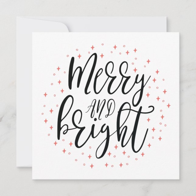 Merry & Bright | Weihnachts-Grußkarte Einladung (Vorderseite)