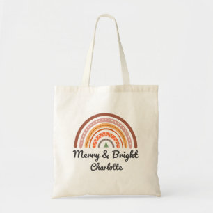 Merry & Bright Weihnachts-Regenbogenname Tragetasche