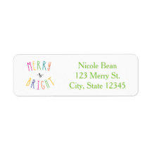 MERRY & BRIGHT Weihnachts-Weihnachtsadressen-Label