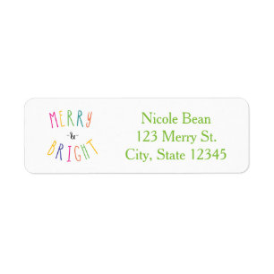 MERRY & BRIGHT Weihnachts-Weihnachtsadressen-Label