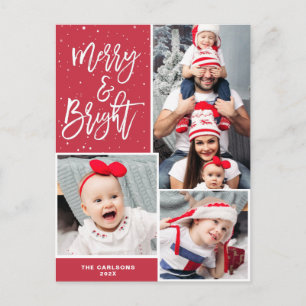 Merry & Bright Weihnachtsfeiertage Postkarte