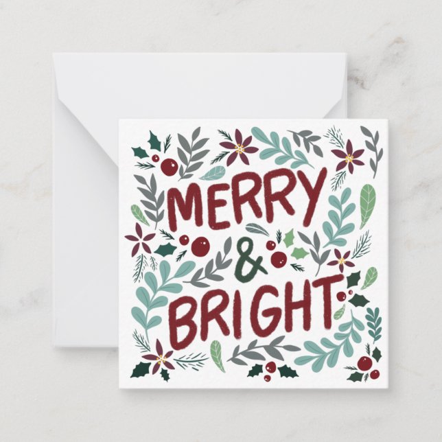 Merry & Bright Weihnachtsgrüße Mitteilungskarte (Vorderseite)