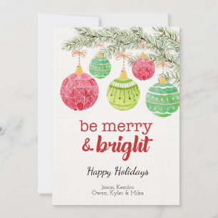 Merry & Bright Weihnachtsschmuck Flat Card Feiertagskarte