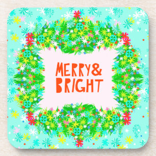 Merry & Bright Wreath Getränkeuntersetzer