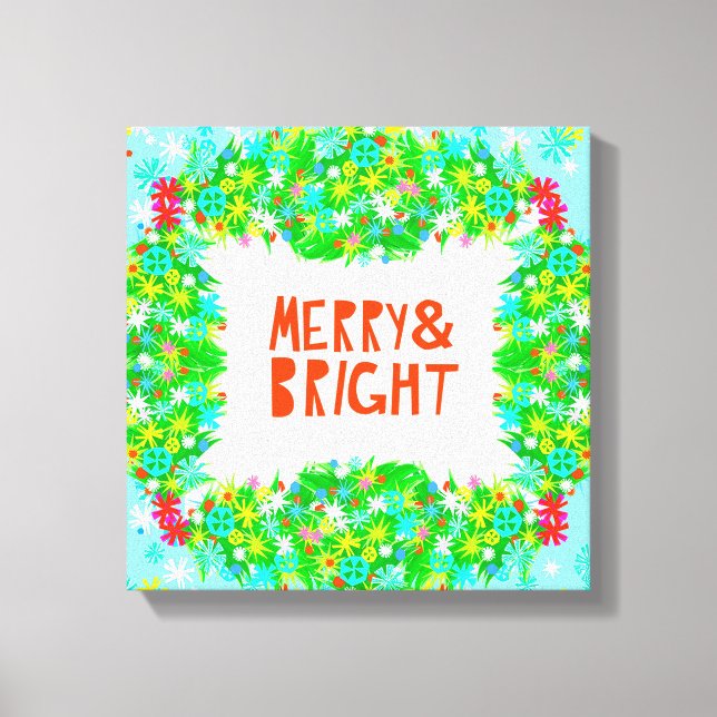 Merry & Bright Wreath Leinwanddruck (Vorderseite)